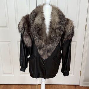 Marvin Richards Black Jacket with Fur Accents